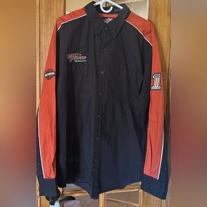 Harley-Davidson Black Shirt with Orange & White Embroidery